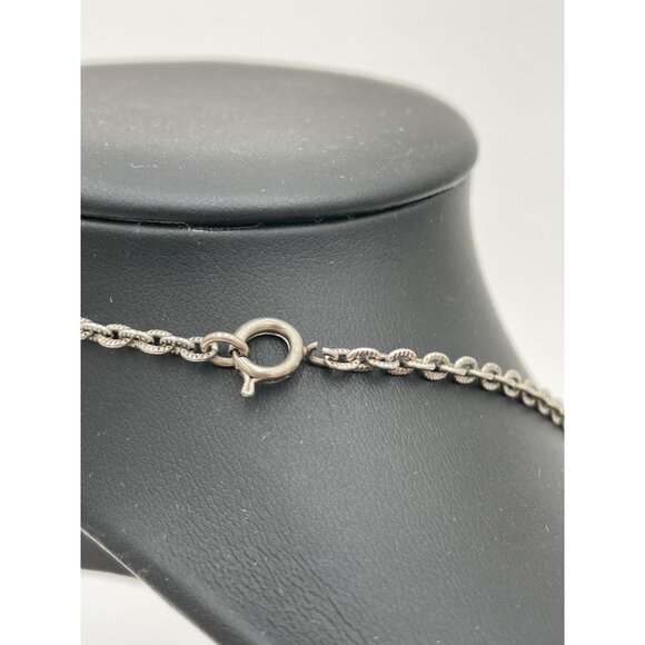 Vintage Silver Filigree Pendant Necklace Blue Delft White Windmill Porcelain Des - Picture 3 of 5